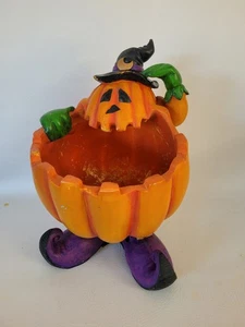 Selten 2004 Halloween Schaumstoff 14" groß Jack O' Lantern Kürbis 9" Süßigkeiten Schüssel Display - Bild 1 von 11