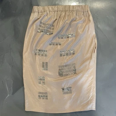 Falda Rachel Roy para mujer talla 2 dorada adornada con cuentas falda metálica glamorosa usada en excelente estado Foto 1 de 4
