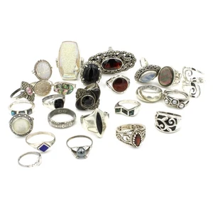 Sterling Silver Simulated Ruby Black Onyx Size 2.5-9 Rings Lot of 25 #S3807-4 - Picture 1 of 8