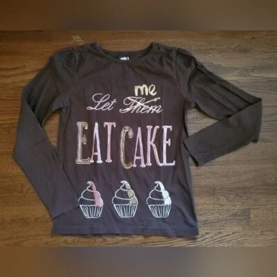 CRAZY 8 Girls 10/12 brown "Let Me Eat Cake" tee - Image 1 of 4