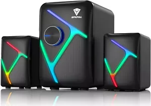 SPKPAL 2.1 Computer Lautsprecher für Desktop mit Subwoofer, dynamischer RGB PC Lautsprecher - Bild 1 von 7