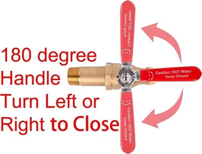 HMP010-R 2"Shank Brass 3/4"MIP Water Heater Drain valve, Full Port, 180° Handle - Image 1 of 4