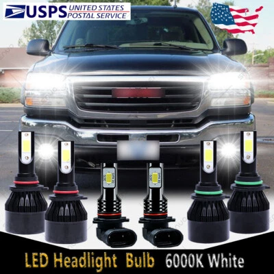 For GMC Sierra 1500 2500 3500 2003 2004 2005 2006 LED Headlight + Fog Lights C9B Foto 1 de 4