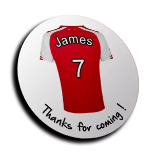 Red Football Shirt Birthday Party Stickers Personalised for sweet cones - Picture 1 of 9