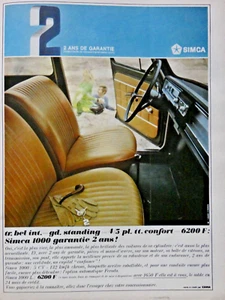PUBLICITÉ DE PRESSE 1967 SIMCA INTÉRIEURE GRAND STANDING 4/5 PORTES CONFORT - Imagen 1 de 1