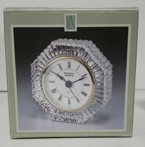 Vintage Madison Avenue Working 24% Lead Crystal Sunburst Desk Clock NIB Style:54 - Picture 1 of 3