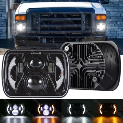 For Ford E-100 E-150 E-250 E-350 Econoline 5x7 7x6 LED Headlight Hi/Lo DRL Beam - Image 1 of 4