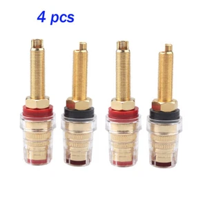 4 pz HI-END Amplificatore Rivestito Oro Altoparlante Terminale Collegamento Posta - Foto 1 di 10