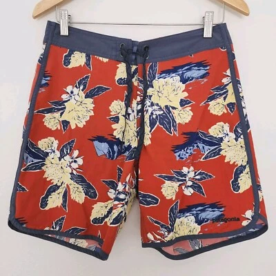Patagonia Wavefarer Orange Blue Hawaiian Board Shorts Swim Trunks Mens Size 30 - Image 1 of 4