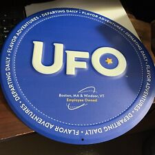 UFO Beer Company Matte Blue Metal Sign Boston 11" Diameter