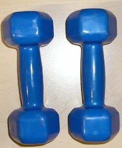 Set 2  5 lb Vinyl Plastic Coated Dumbbells Hex Hand Weights 10 lbs Workout Gym