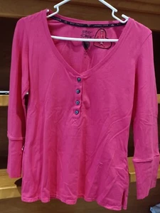 Betsey Johnson Women's intimates Henley SleepShirt,XO Heart buttons,Pink, MEDIUM - Picture 1 of 10