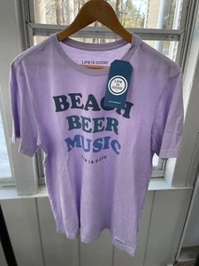 NWT Life is Good Men S Crusher-Lite Beer Beach Music Lightweight Tee T Shirt $30 - Picture 1 of 5
