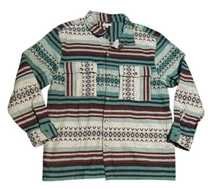Earthbound Trading Co Aztec Womens XL Jacket Shirt Shacket Boho Southwest Canvas - Picture 1 of 11