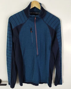 Smartwool Maglione Donna Grande Lana Merino Baselayer Mezza Zip Blu (Leggi Desc) - Foto 1 di 9