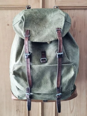 Robuster, alter Schweizer Armee Rucksack, Segeltuch & Leder Original 1959, Nr.8 - Bild 1 von 4