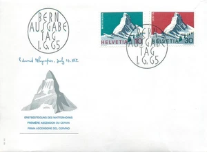 E0059 Switzerland FDC 1965 Swiss Alps first ascent of the Matterhorn - Picture 1 of 2