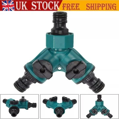 2-Way Hose Pipe Valve Water Splitter Y-shaped Garden Tap Connector Adaptor 3/4" - Image 1 of 4