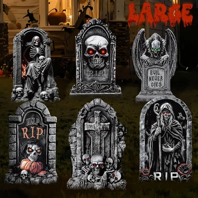 25" Tombstones Halloween Outdoor Decor, 6 Pack Large Graveyard Decorations for H - Image 1 of 4