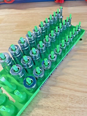 GearWrench 3/8” SAE Shallow Mid Deep Sockets 80553 80555S 80555 w/ Hansen Tray!! - Image 1 of 4