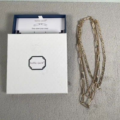 Bella Jack Necklace Set 3 Interchangeable Chains Gold Tone Pop Clasp 16-18 Inch - Image 1 of 4