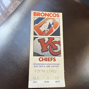 1988 Denver Broncos v Kansas City Chiefs Football Ticket John Elway TD 11/6 - Picture 1 of 2