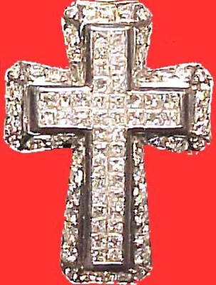 10 CT REAL DIAMOND 18K HOLY BIBLE CROSS+WHITE GOLD DIAMOND TENNIS NECKLACE Bling - Image 1 of 4
