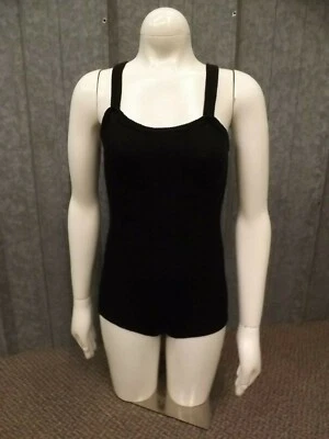 Traje de baño de colección años 50 60 NUEVO NOS Jet negro algodón goma sin mangas leotardo niñas 14 Foto 1 de 4