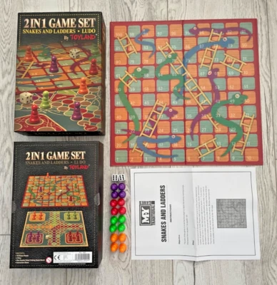 2 In 1 Traditional Board Game Snakes & Ladders And Ludo Folding Board Game Set  - Image 1 of 4