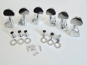 New 3x3 Standard Tuning Pegs with Screws - Chrome - for Guitar with 3R 3L Head - Picture 1 of 5