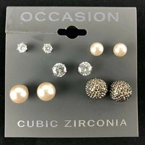 Pendientes de ocasión Kohl's 5 pares de circonitas cúbicas y perlas de imitación tono plata - Imagen 1 de 1