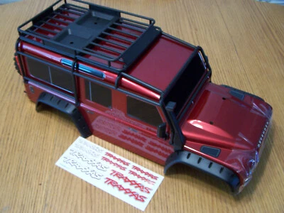 Fit Traxxas TRX-4 1/10 Crawler Land Rover Defender RED Body Exo Cage & Roof Rack - Image 1 of 4