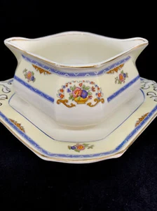 W.H. Grindley & Co Sheraton Ivory Gravy Boat With Attached Plate - Bild 1 von 12