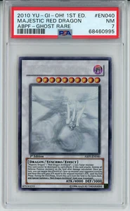 2010 YUGIOH 1ST ED ABPF-EN040 MAJESTIC RED DRAGON GHOST RARE PSA 7 NM #68460995 - Picture 1 of 2