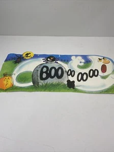 Vintage Halloween Decorations Cardstock Decor Ghost Boo Two Sided Vevet - Picture 1 of 8