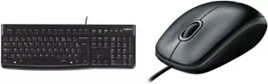 Logitech K120 Wired Business Keyboard AZERTY French Layout Black B100Wired Mouse - Picture 1 of 3