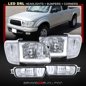 For 2001-2004 Tacoma Chrome Clear LED DRL Head Light + Corner Signal Bumper Lamp - Picture 1 of 9