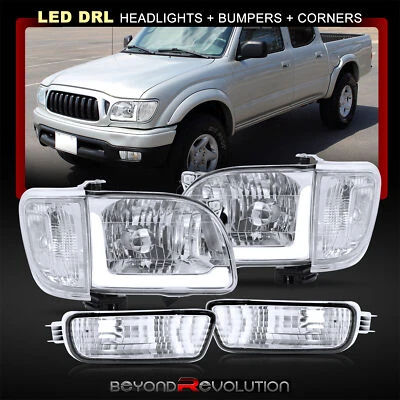 Luz principal LED DRL transparente cromada Tacoma 2001-2004 + lámpara de parachoques de señal de esquina Foto 1 de 4
