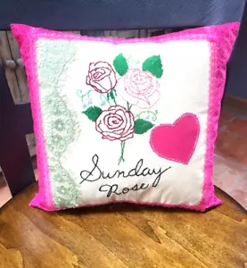 Embroidered Handcrafted Floral Accent Pillow - NEW - Picture 1 of 2
