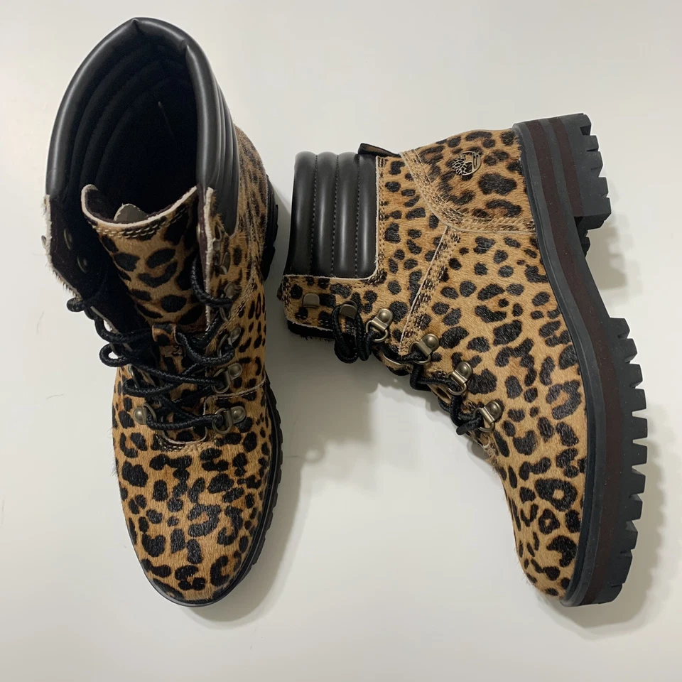 Timberland Women's London Mid Hiker Leopard Print Leather Boots Size 7.5