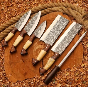 CUSTOOM HANDGEFERTIGTE ÄTZUNG EDELSTAHL KÜCHE KOCHMESSER SET, BESTES GESCHENK - Bild 1 von 6