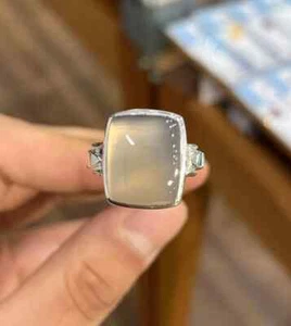 Natural High Quality White Agate Sterling Silver 925 Handmade Ring Real Square - Picture 1 of 5