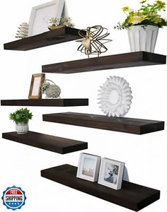 GXYAWPJ Brown Wood Floating Shelves for Wall Rustic Wall Shelves for Bedroom - Picture 1 of 5