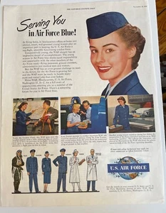 Anuncio de 10x14 Serving You in Air Force Blue Vintage 1951 US Air Force - Imagen 1 de 8