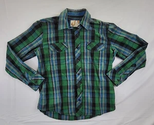 OP Mens Shirt Size Medium Long Sleeve Casual Button Down Vibrant Green Plaid - Picture 1 of 7