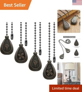 Ceiling Fan Pull Chain Extender - 4 Pieces Bronze Pendant 12 Inch Chain Ornament - Picture 1 of 9