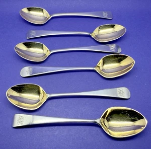 SOLID SILVER LOT OF 6 GEORGIAN GILT BOWL EGG SPOONS - 2x1799, 3x 1809, 1x c.1810 - Picture 1 of 24