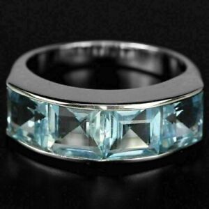 Ring Sky Blue Topaz Genuine Natural Mined Gems Solid Sterling Silver N 1/2  US 7