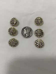 6 Vintage Gold Tone Buttons with Crystals 12 mm Diameter Sweater - Picture 1 of 2