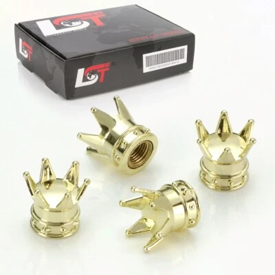 4x VENTILKAPPE REIFENVENTIL VENTIL KAPPE KRONE GOLD FÜR PKW LKW MOTORRAD QUAD - Bild 1 von 3